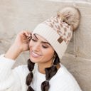  C.C� Natural Leopard Pom Beanie Hat
