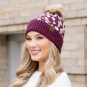 C.C� Natural Leopard Pom Beanie Hat