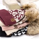  C.C� Natural Leopard Pom Beanie Hat