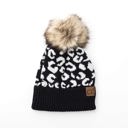 Black C.C� Natural Leopard Pom Beanie Hat