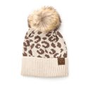 Taupe C.C� Natural Leopard Pom Beanie Hat