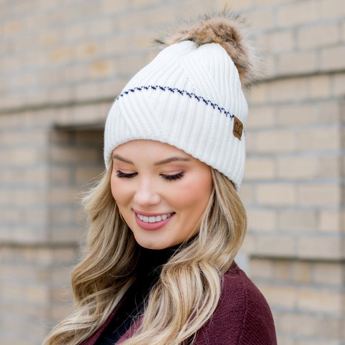 C.C� Accent Cuff Pom Beanie Hat