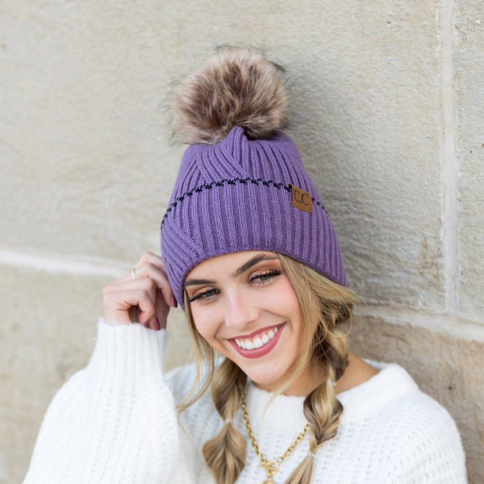 C.C� Accent Cuff Pom Beanie Hat
