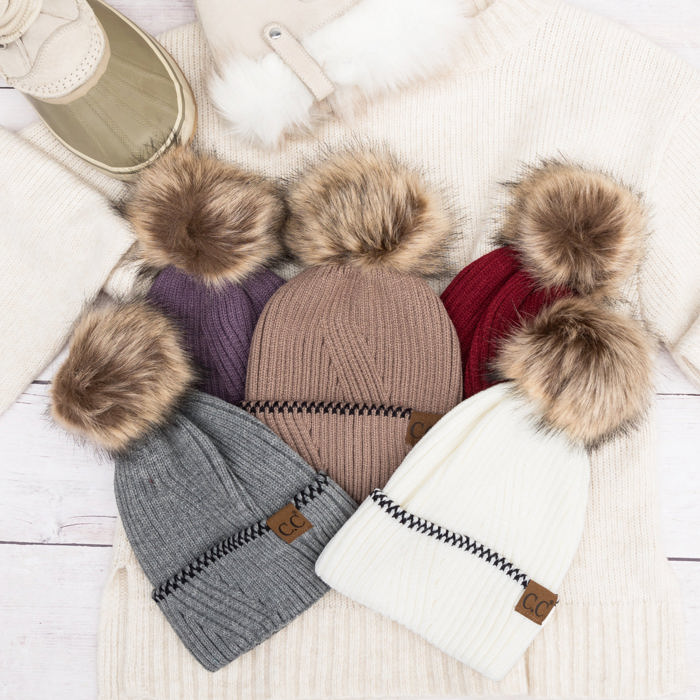 C.C� Accent Cuff Pom Beanie Hat
