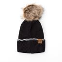 Black C.C� Accent Cuff Pom Beanie Hat