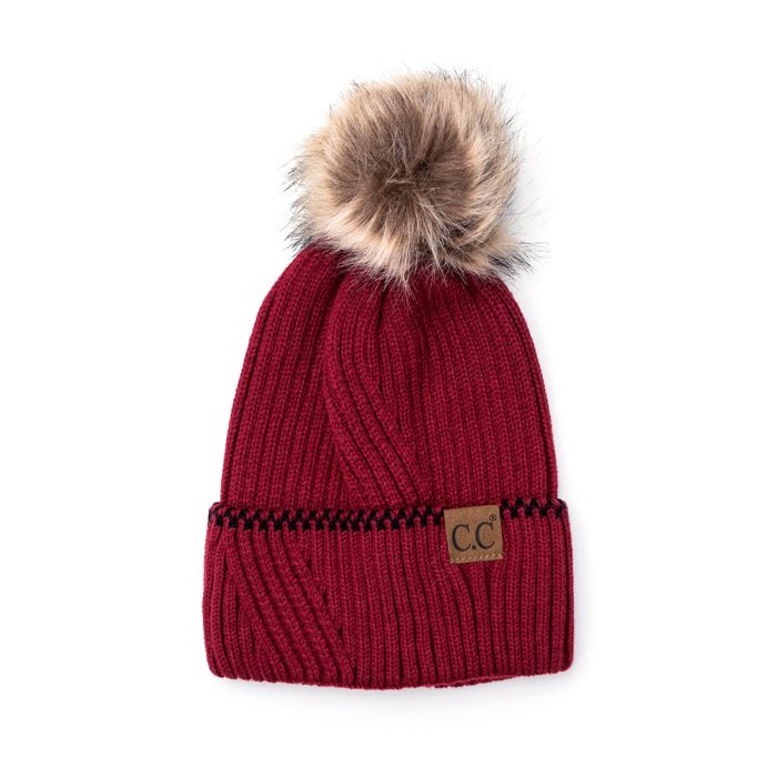C.C� Accent Cuff Pom Beanie Hat