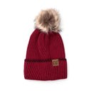 Burgundy C.C� Accent Cuff Pom Beanie Hat