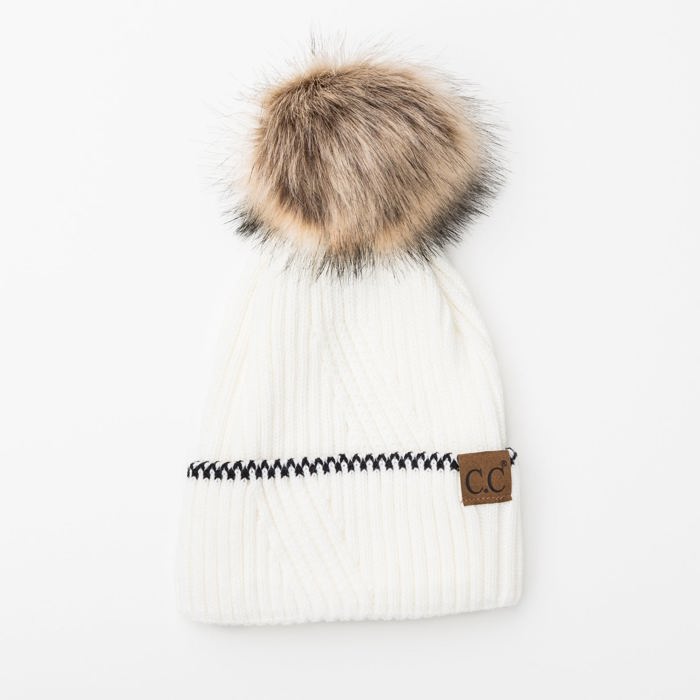 C.C� Accent Cuff Pom Beanie Hat