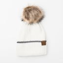 Ivory C.C� Accent Cuff Pom Beanie Hat