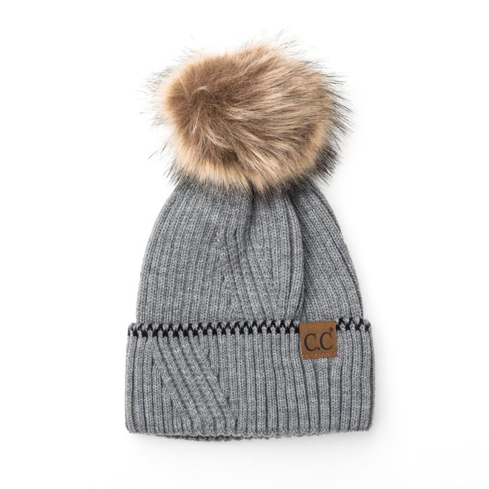 C.C� Accent Cuff Pom Beanie Hat