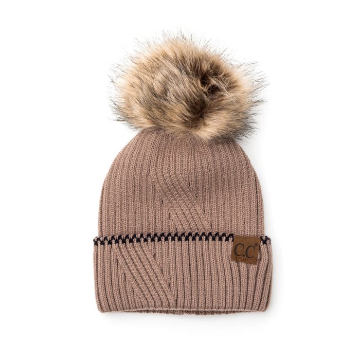 C.C� Accent Cuff Pom Beanie Hat