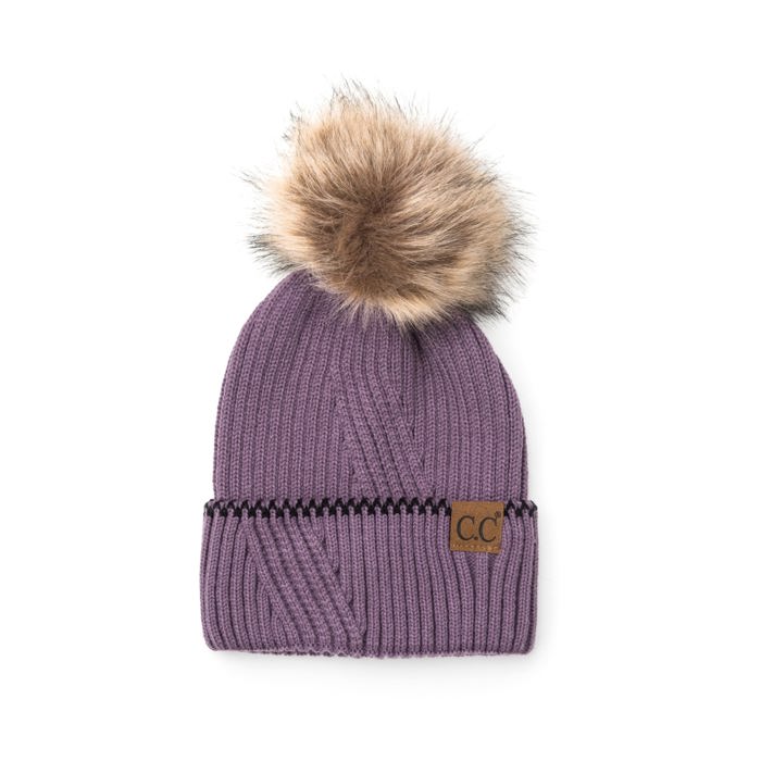 C.C� Accent Cuff Pom Beanie Hat
