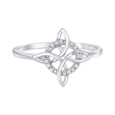 Sterling Silver Quaternary Celtic Knot CZ Ring