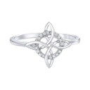  Sterling Silver Quaternary Celtic Knot CZ Ring