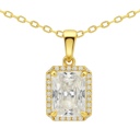  Sterling Silver 3.0CT Radiant Cut Halo Moissanite Necklace