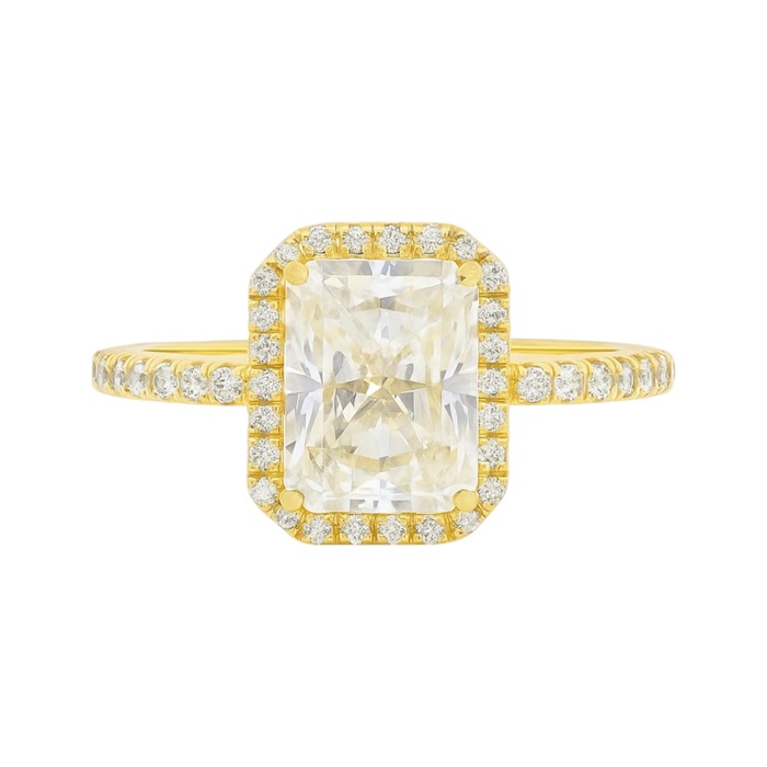 Sterling Silver Emerald Cut 6MM*8MM 2.0CT Moissanite W/ Halo Ring