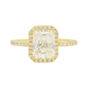  Sterling Silver Emerald Cut 6MM*8MM 2.0CT Moissanite W/ Halo Ring