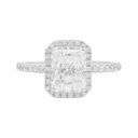  Sterling Silver Emerald Cut 6MM*8MM 2.0CT Moissanite W/ Halo Ring