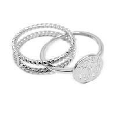 Engravable Sterling Silver Rope Jacket Stackable Ring