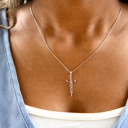 Silver Plated Sterling Silver "Jesus" Cursive Cross Necklace