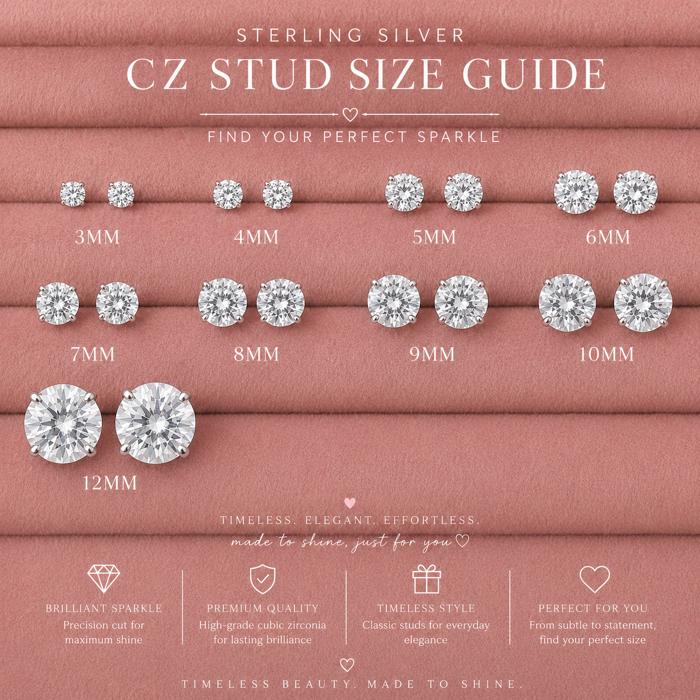 Sterling Silver Round CZ Studs