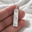  Sterling Silver Rectangle Pendant W/ Cut-Out "MOM" CZ Hearts Necklace