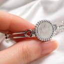  German Silver Engravable Round Pearl Princess Heart Adjustable Bangle Bracelet