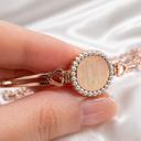  German Silver Engravable Round Pearl Princess Heart Adjustable Bangle Bracelet