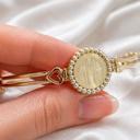  German Silver Engravable Round Pearl Princess Heart Adjustable Bangle Bracelet