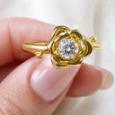  Sterling Silver Gold Plated CZ Rose Ring