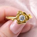 Sterling Silver Gold Plated CZ Rose Ring