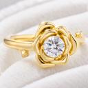  Sterling Silver Gold Plated CZ Rose Ring