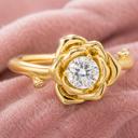  Sterling Silver Gold Plated CZ Rose Ring
