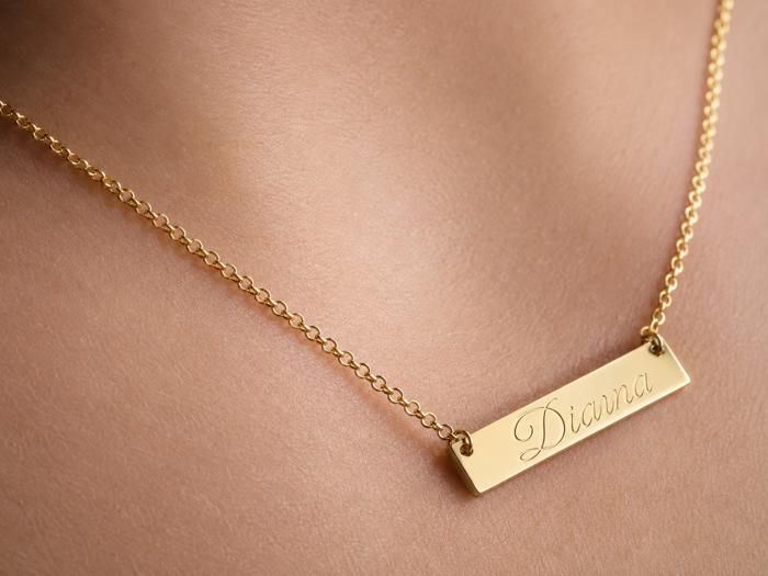 Sterling Silver 27mm Bar Necklace(small)