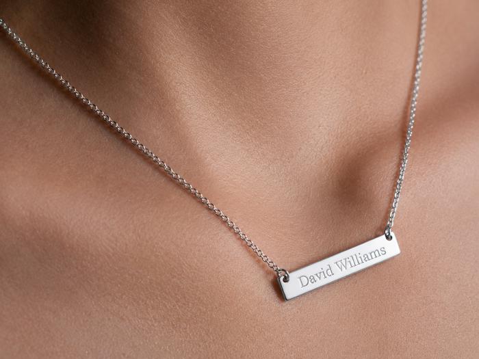 Sterling Silver 27mm Bar Necklace(small)