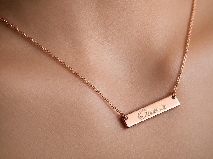 Sterling Silver 27mm Bar Necklace(small)