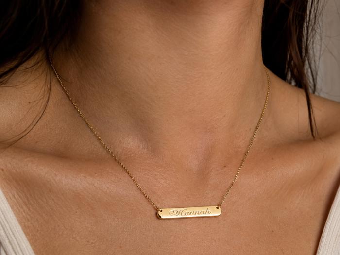 Sterling Silver Small Bar Necklaces (35 mm x 4 mm)