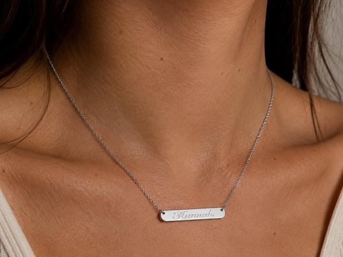 Sterling Silver Small Bar Necklaces (35 mm x 4 mm)