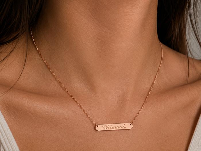 Sterling Silver Small Bar Necklaces (35 mm x 4 mm)