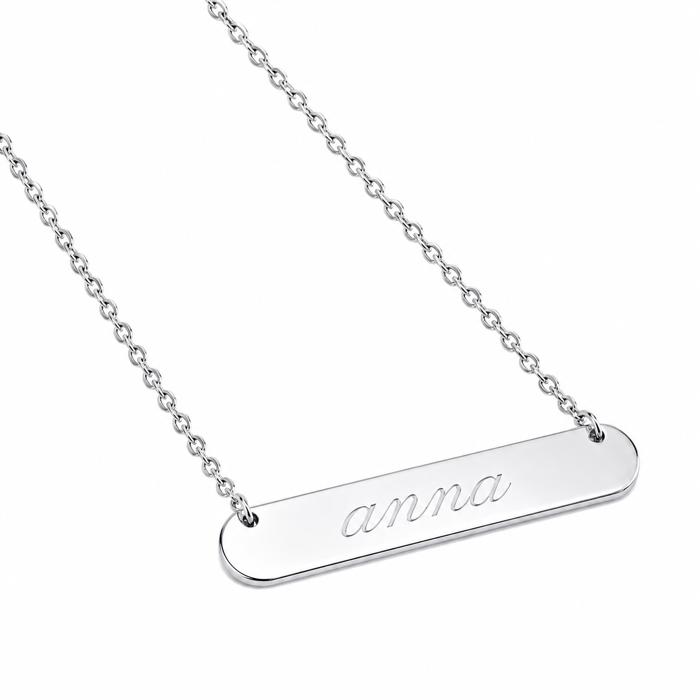 Sterling Silver Small Bar Necklace 35mm x 7mm