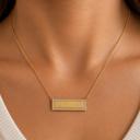  Sterling Silver Bar Engravable CZ Necklace