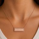  Sterling Silver Bar Engravable CZ Necklace