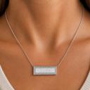  Sterling Silver Bar Engravable CZ Necklace