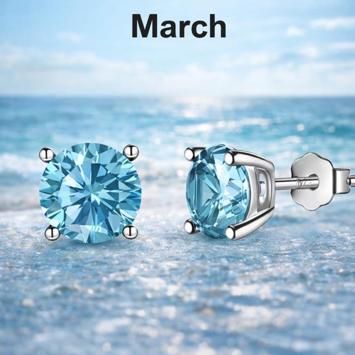 Sterling Silver 6mm CZ Birthstone Stud Earrings