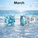  Sterling Silver 6mm CZ Birthstone Stud Earrings