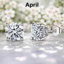  Sterling Silver 6mm CZ Birthstone Stud Earrings