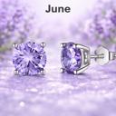  Sterling Silver 6mm CZ Birthstone Stud Earrings