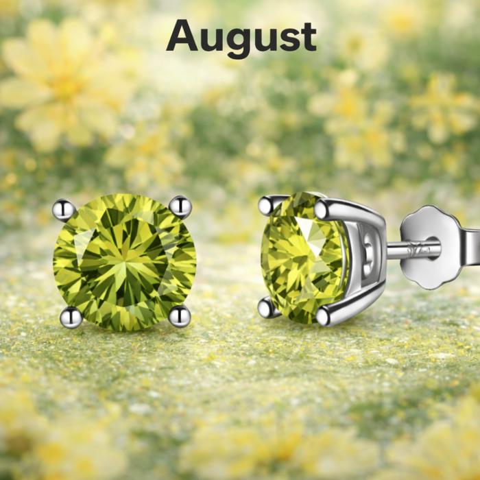Sterling Silver 6mm CZ Birthstone Stud Earrings