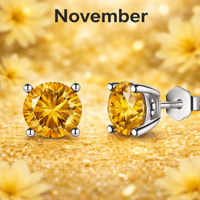 Sterling Silver 6mm CZ Birthstone Stud Earrings