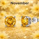  Sterling Silver 6mm CZ Birthstone Stud Earrings